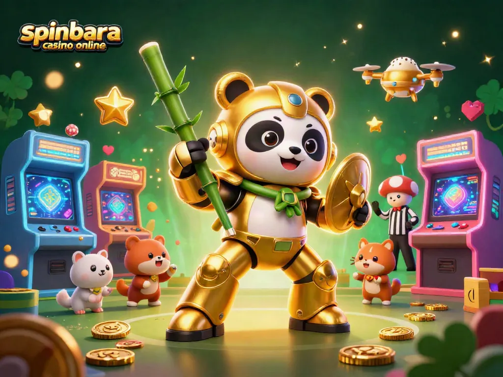 Experience spinbara casino online with a vibrant 3D casino design showcasing colorful gaming elements.